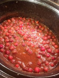 cranberries in cooked apples